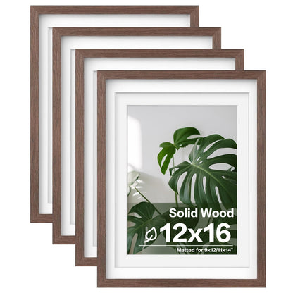 Egofine 8x10 Picture Frames Set of 4, Made of Solid Wood Covered by Plexiglass 4x6 and 5x7 with Mat or 8x10 without Mat, for Table Top Display and Wall Mounting Photo Frame Black