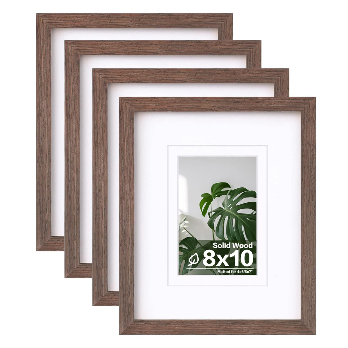 Egofine 8x10 Picture Frames Set of 4, Made of Solid Wood Covered by Plexiglass 4x6 and 5x7 with Mat or 8x10 without Mat, for Table Top Display and Wall Mounting Photo Frame Black