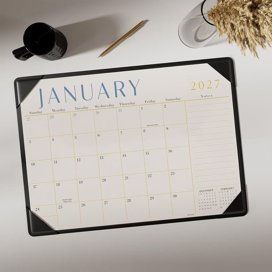 Jotsome Desk Calendar 2026-2027 with Protective Mat, Desktop Calendar
