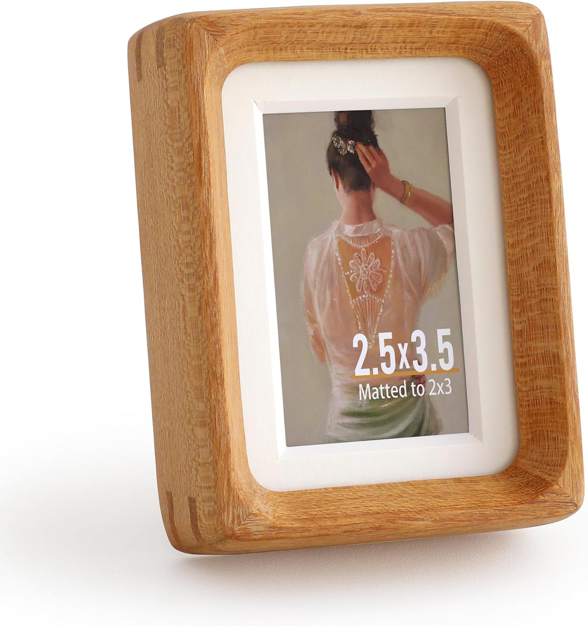 Wooden Picture Frames, 2.5x3.5 Small Polaroid Picture Frame Matted to 2x3 with Plexiglass, Teak Solid Natural Wood Tiny Photo Frame, For TableTop and Wall Mounting