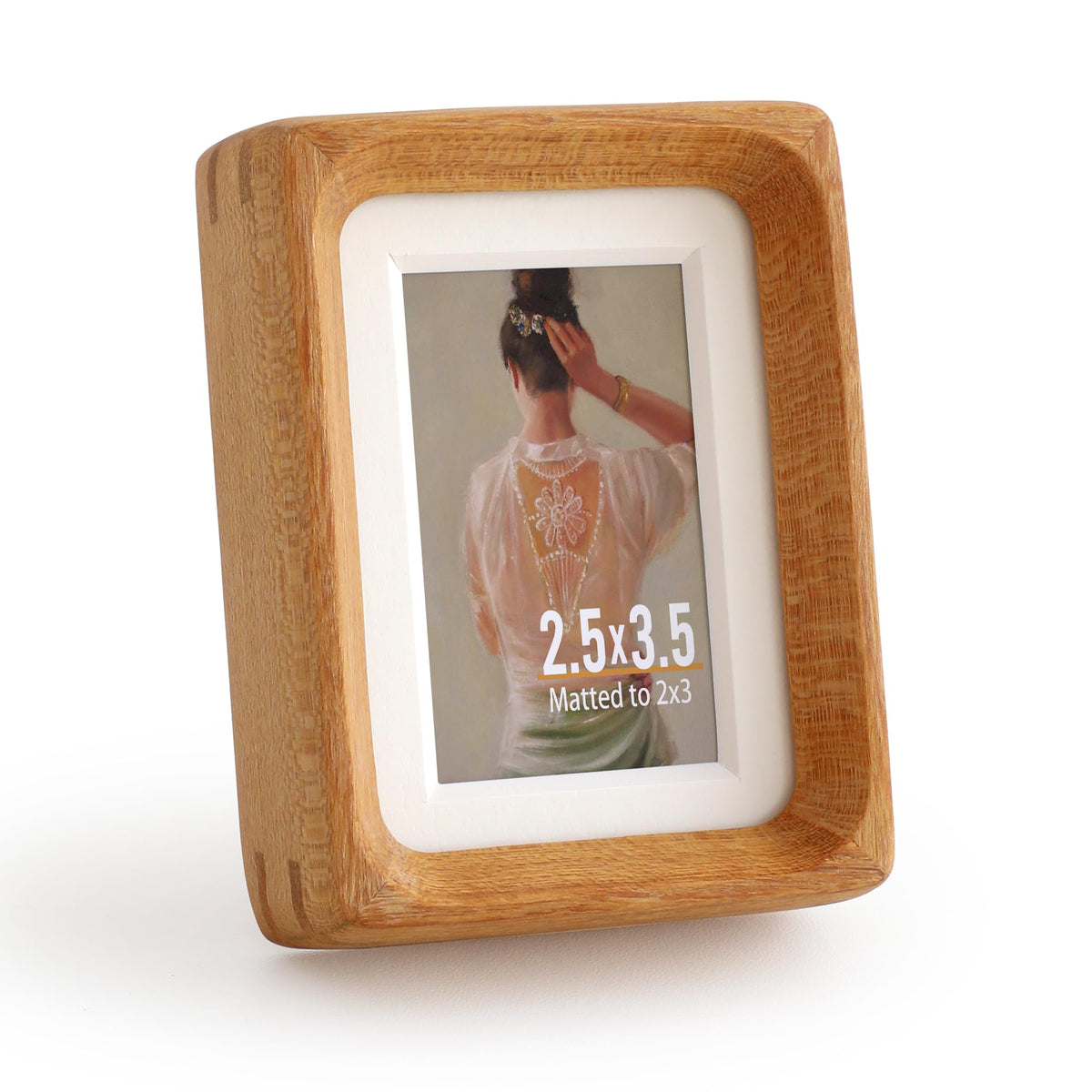 Wooden Picture Frames, 2.5x3.5 Small Polaroid Picture Frame Matted to 2x3 with Plexiglass, Teak Solid Natural Wood Tiny Photo Frame, For TableTop and Wall Mounting
