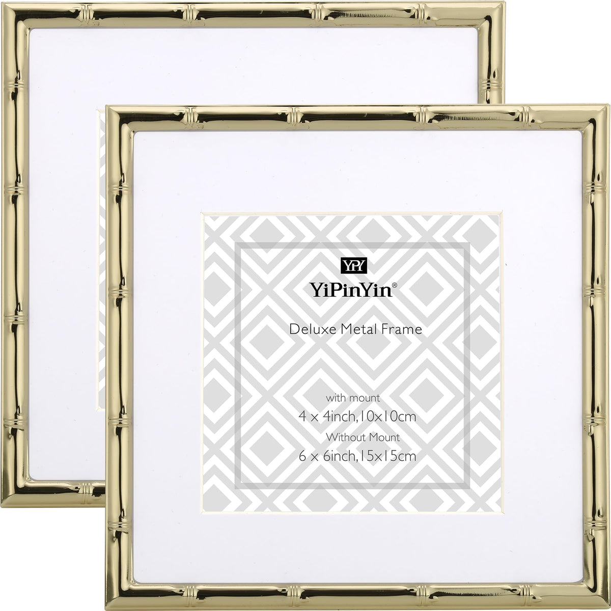 4x6'' Bamboo Detail Double Photo Frames,Silver 6x4'' Double Metal Picture Frames,Elegant Silver Plated Photo Frames 4 x 6'' With Soft Touch Velvet Backing and Real Glass for Desktop and Shelf Decor