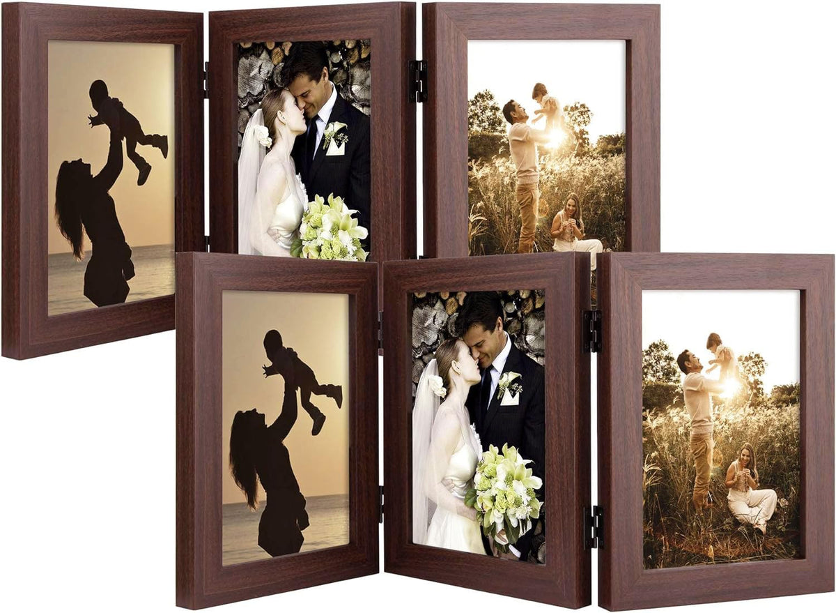 Golden State Art, 5x7 Triple Picture Frame Black- Real Glass, 1 Pack