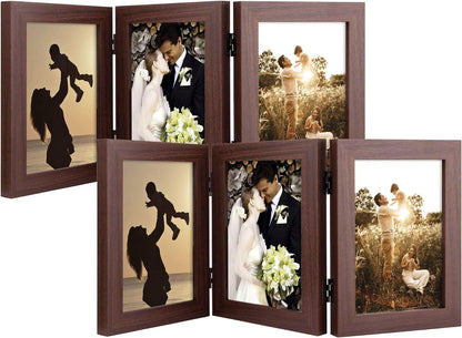 Golden State Art, 5x7 Triple Picture Frame Black- Real Glass, 1 Pack