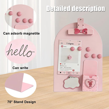 FLWAL 2 Pack Magnetic Bulletin Board, Metal Desktop Board with Bracket