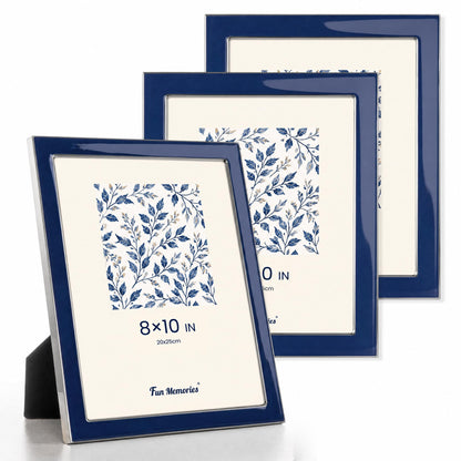 Fun Memories 4x6 Enamel Picture Frame with HD-Tempered Glass, Gold Metal Edge with Easel, Vertical & Horizontal Display, Wall and Tabletop Display Family Photo Gallery (White Enamel,1P)