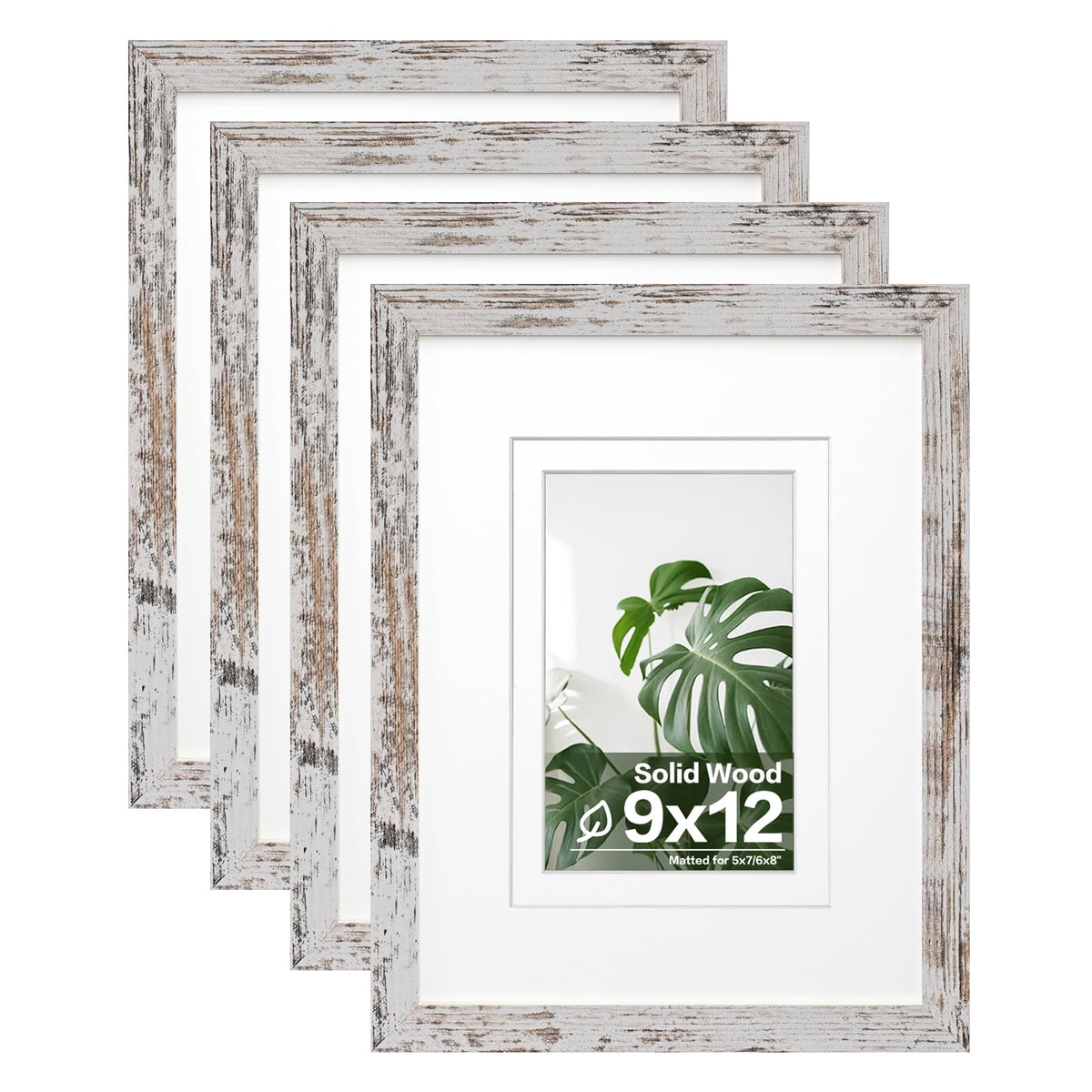 Egofine 8x10 Picture Frames Set of 4, Made of Solid Wood Covered by Plexiglass 4x6 and 5x7 with Mat or 8x10 without Mat, for Table Top Display and Wall Mounting Photo Frame Black