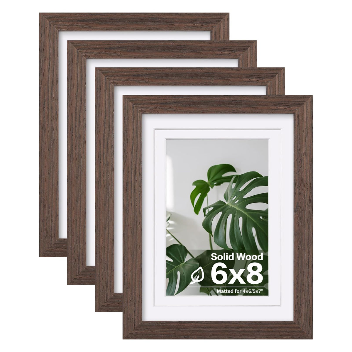 Egofine 8x10 Picture Frames Set of 4, Made of Solid Wood Covered by Plexiglass 4x6 and 5x7 with Mat or 8x10 without Mat, for Table Top Display and Wall Mounting Photo Frame Black