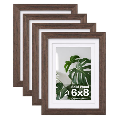 Egofine 8x10 Picture Frames Set of 4, Made of Solid Wood Covered by Plexiglass 4x6 and 5x7 with Mat or 8x10 without Mat, for Table Top Display and Wall Mounting Photo Frame Black