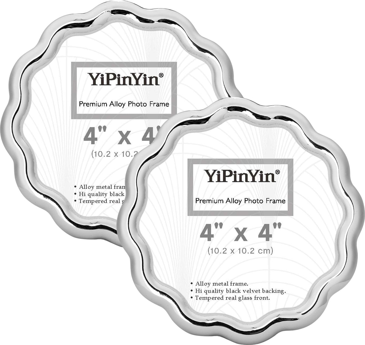 YiPinYin 4x6‘’ Gold Picture Frames Set of 2,High-End Heavy Duty Zinc Alloy Photo Frames with Wave Design,Velvet Backing, Dual Use for Desktop Display & Wall Hanging