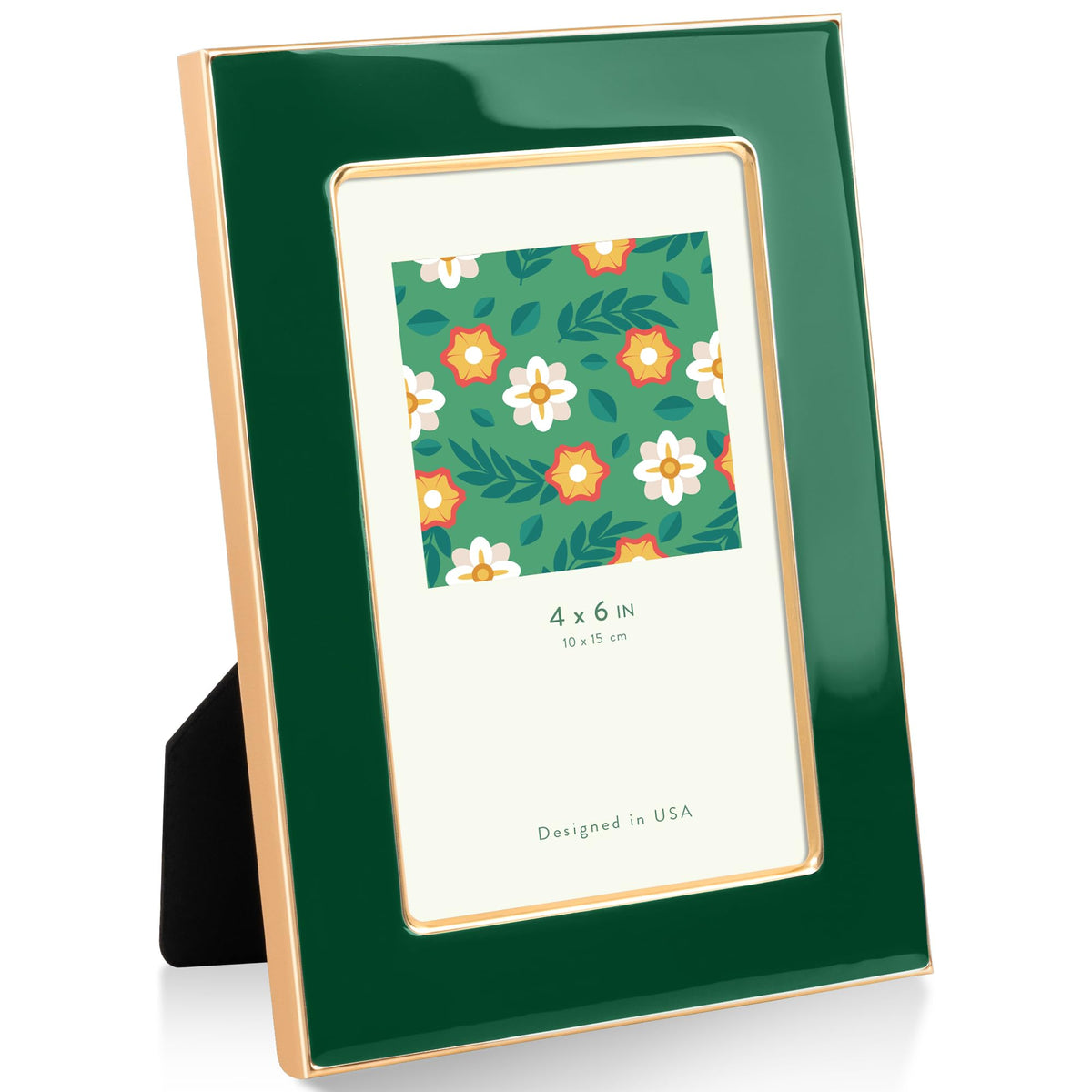 4x6 Enamel Picture Frame with Gold Metal Edge & HD Tempered Glass, Yellow