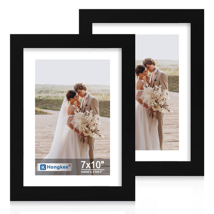 Hongkee 8x11 Picture Frame Set of 2, Real Glass, Rustic Brown Wood Frame