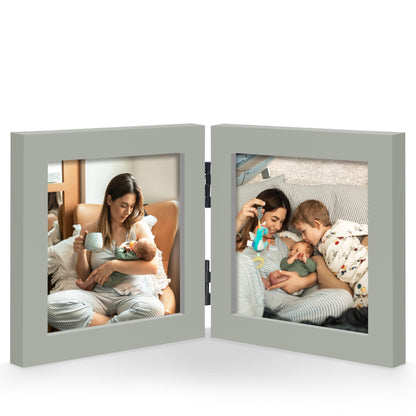 Double 5x7 Horizontal Picture Frame, White Clean-Lined Wood