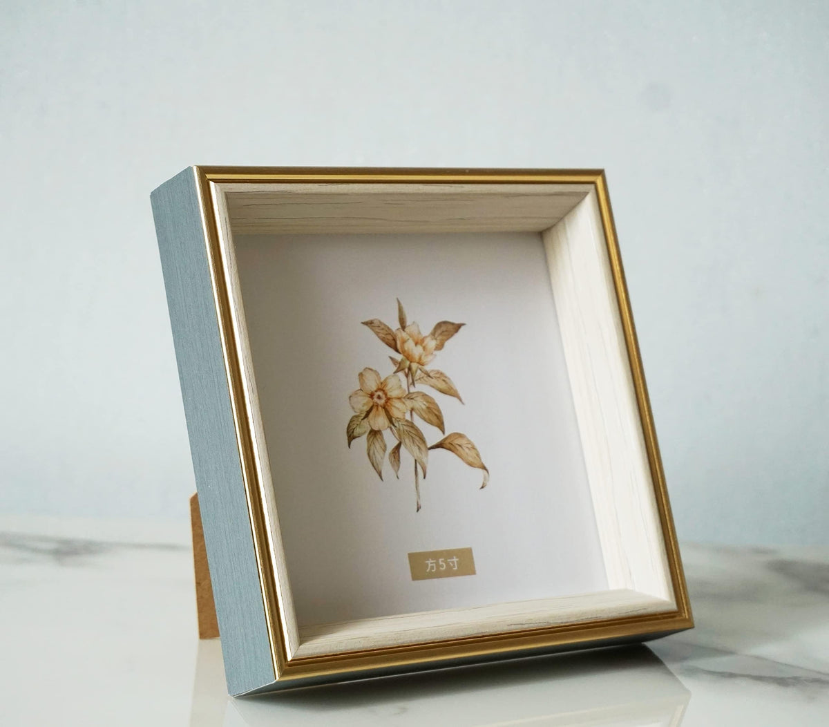 5x5 Blue Beige Square Picture Frame, 5x5 Resin Photo Frame, Wall and Desktop Display Picture Frame, Plexiglass