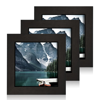 Hongkee 12x12 White Picture Frames Set of 3, Real Glass, Wood Frame,Mat 8x8