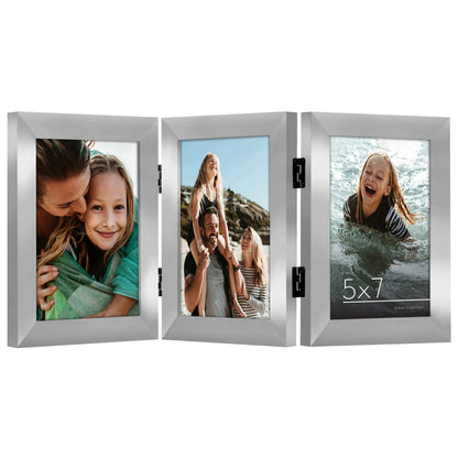 Americanflat Hinged 8x10 Picture Frame with Shatter-Resistant Glass - Double Picture Frames with Engineered Wood - Signature Collection - Photo Frame for Tabletop Display - Black
