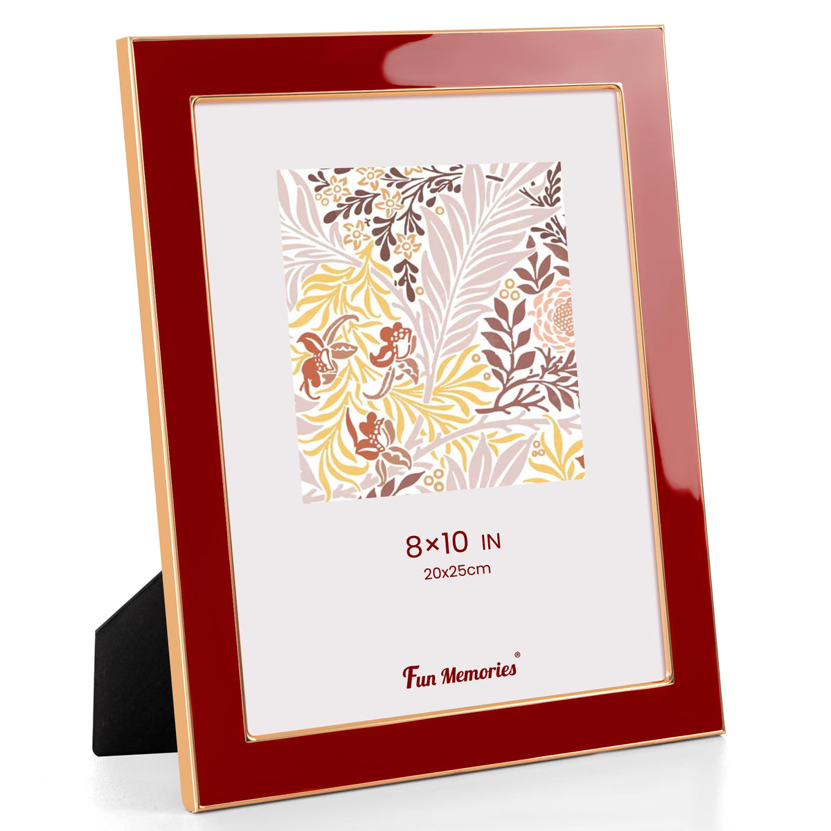 Fun Memories 4x6 Enamel Picture Frame with HD-Tempered Glass, Gold Metal Edge with Easel, Vertical & Horizontal Display, Wall and Tabletop Display Family Photo Gallery (White Enamel,1P)