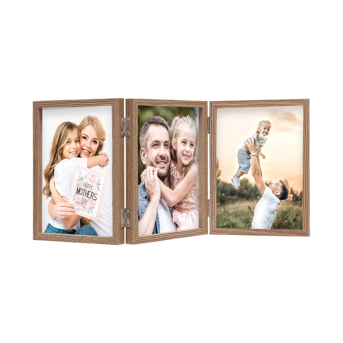 WUTL 3 Picture Frame Triple Collage 5x7 Frames with Real Glass Black