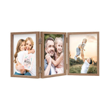 WUTL 3 Picture Frame Triple Collage 5x7 Frames with Real Glass Black