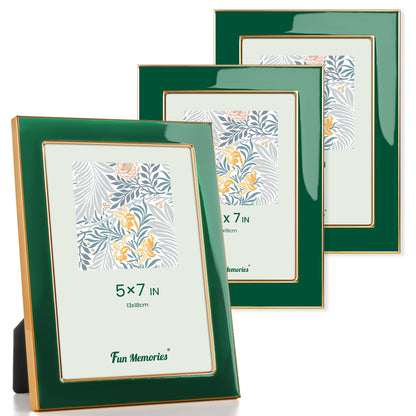 Fun Memories 4x6 Enamel Picture Frame with HD-Tempered Glass, Gold Metal Edge with Easel, Vertical & Horizontal Display, Wall and Tabletop Display Family Photo Gallery (White Enamel,1P)