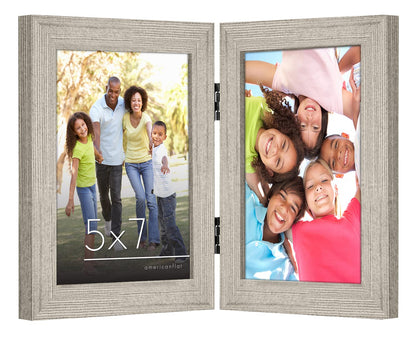 Americanflat Hinged 8x10 Picture Frame with Shatter-Resistant Glass - Double Picture Frames with Engineered Wood - Signature Collection - Photo Frame for Tabletop Display - Black