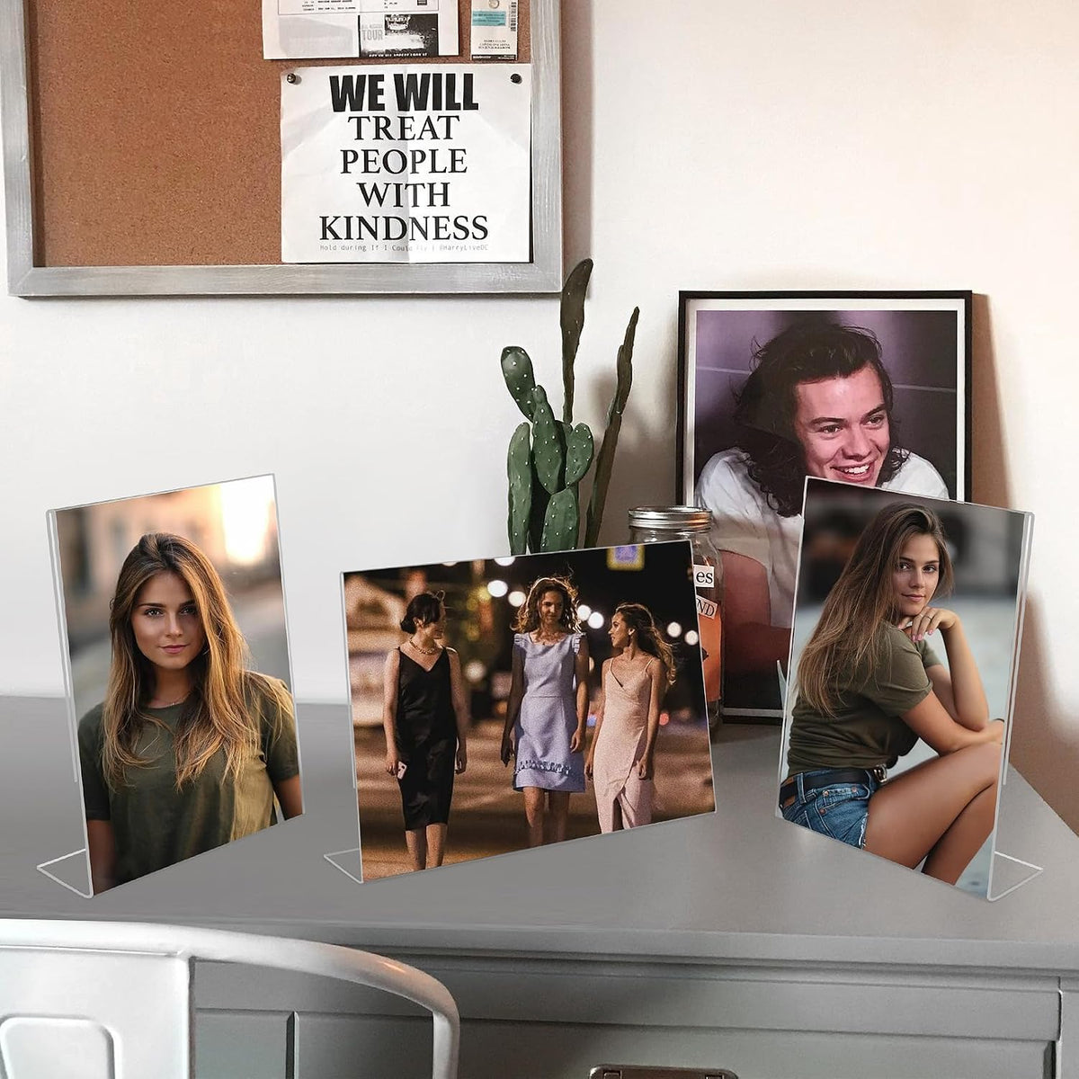 4x6 Acrylic Picture Frames, Set Of 6 Clear Acrylic Frameless Gift for Desktop Display, Standing Picture or Display Sign Holder with Inserts for Home Office - Horizontal