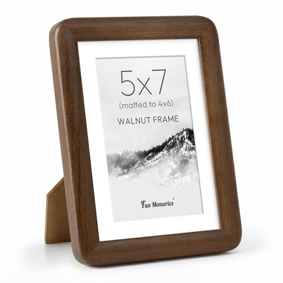 6x6 Picture Frame, USA-Sourced Walnut Wood Photo Frame with Tempered Glass, Handcrafted Rustic Farmhouse Frame for Wall & Tabletop Display, Matted to 4x4