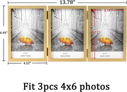 4x6 Triple Picture Frame 3 Picture Frames with Glass Gold
