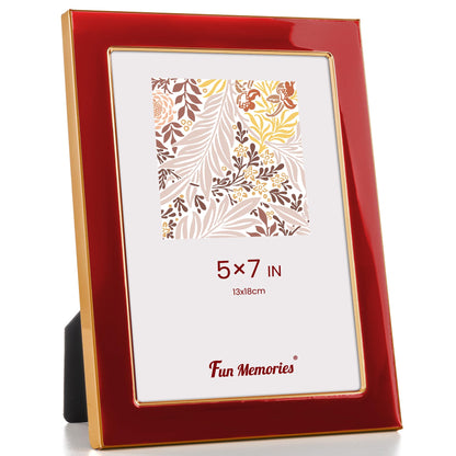 Fun Memories 4x6 Enamel Picture Frame with HD-Tempered Glass, Gold Metal Edge with Easel, Vertical & Horizontal Display, Wall and Tabletop Display Family Photo Gallery (White Enamel,1P)