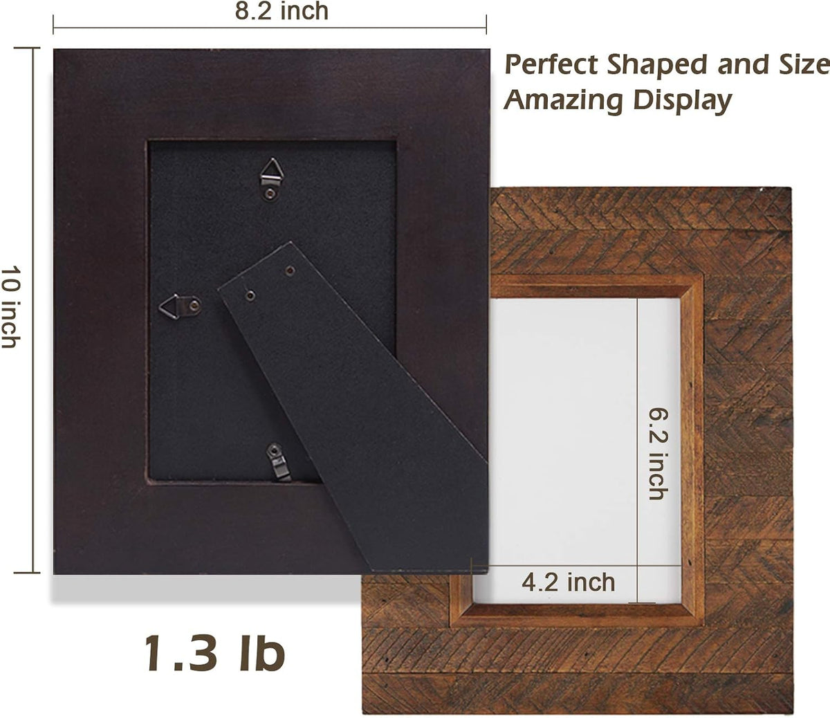 Eosglac Wooden 5x7 inch Picture Frame, Wood Plank Design with Rustic Brown Finish, Wall Mounting or Tabletop Display, Handmade Photo Frame