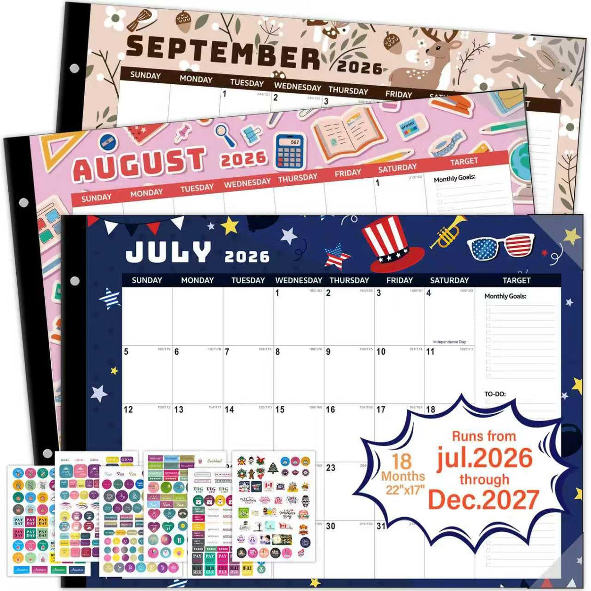 Desk Calendar 2026-2027, Monthly, Desk Pad, 22" x 17" Extra Large Desktop Calendar,18 Months from July 2026 to December 2027 for Home, Office Supplies, Vintage(July.2026-Dec.2027)