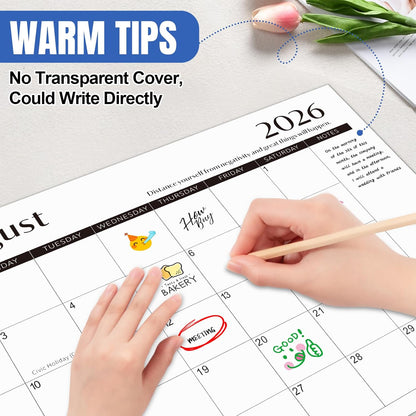 Desk Calendar 2026-2027 with Desktop Mat,22x17'' Large Desktop Pad Calendar