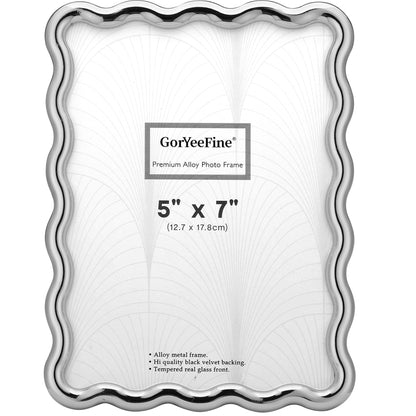 3-2x3'' Silver Heavy-Duty Zinc Alloy Picture Frames,Wave Design Silver Picture Frame Multi 3x2'' Photo Frame,with Black Premium Velvet Backing,for Desktop and Wall Hanging.