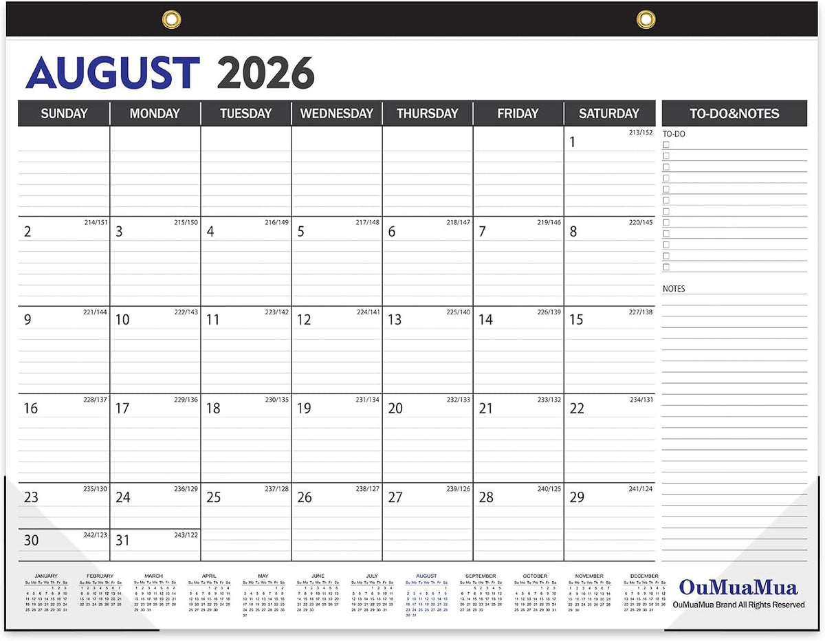 OuMuaMua Large Desk Calendar 2026-2027, 19 Months, 22" x 17"