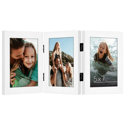 Americanflat Hinged 8x10 Picture Frame with Shatter-Resistant Glass - Double Picture Frames with Engineered Wood - Signature Collection - Photo Frame for Tabletop Display - Black