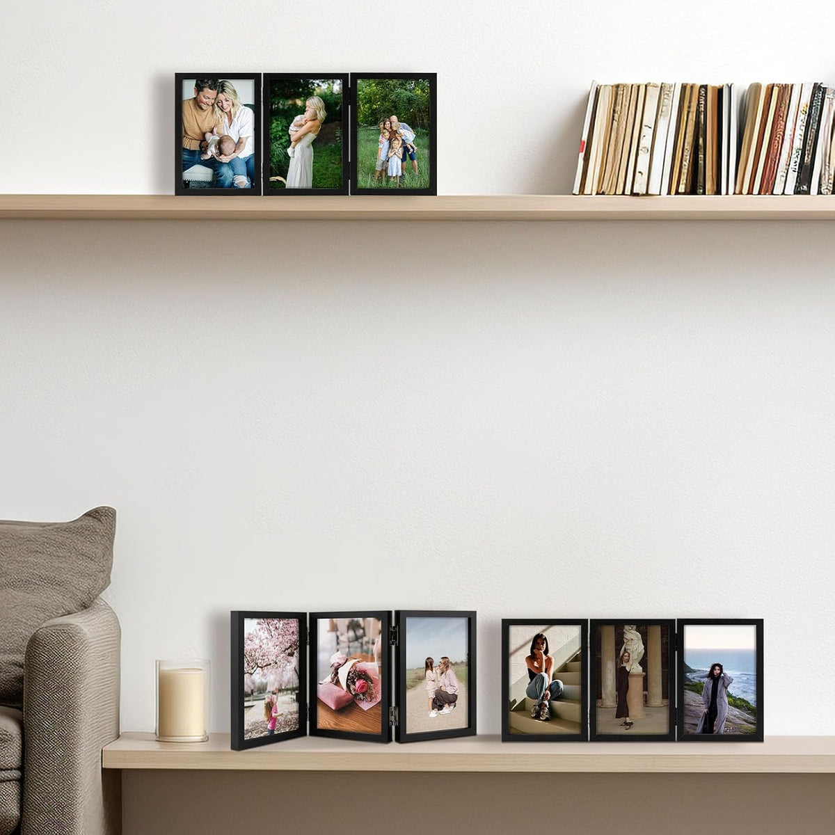 4x6 Triple Picture Frame Tabletop Display for Photos Black