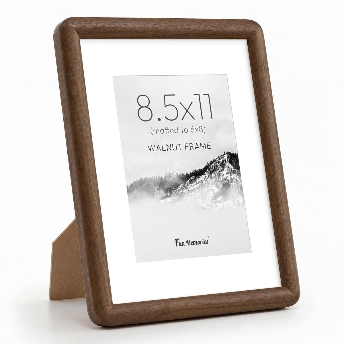 6x6 Picture Frame, USA-Sourced Walnut Wood Photo Frame with Tempered Glass, Handcrafted Rustic Farmhouse Frame for Wall & Tabletop Display, Matted to 4x4