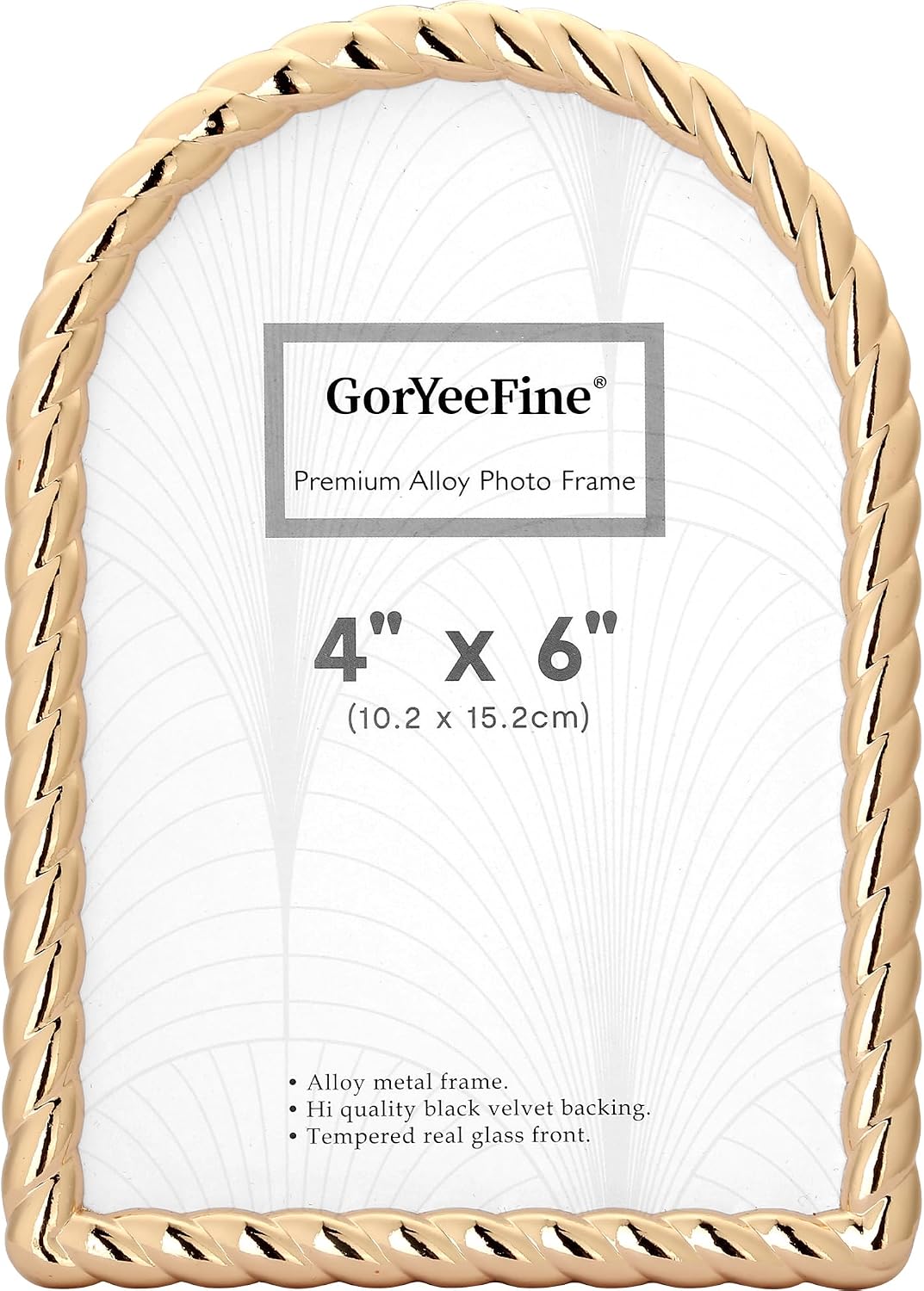 4x6‘’ Gold Arched Picture Frame,Tempered Real Glass Photo Frame with Premium Velvet Backing,for Tabletop & Shelf Display Decorative Frame for Home Office Decor