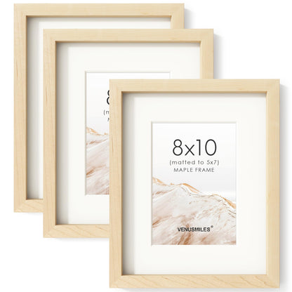4x6 Picture Frame, USA-Sourced Natural Maple Wood Photo Collage Frame with HD Tempered Glass, Modern Simple 4 x 6 Wooden Frame Matted to 3.5x5, Gallery Wall Frames for Art, Wall or Tabletop Display