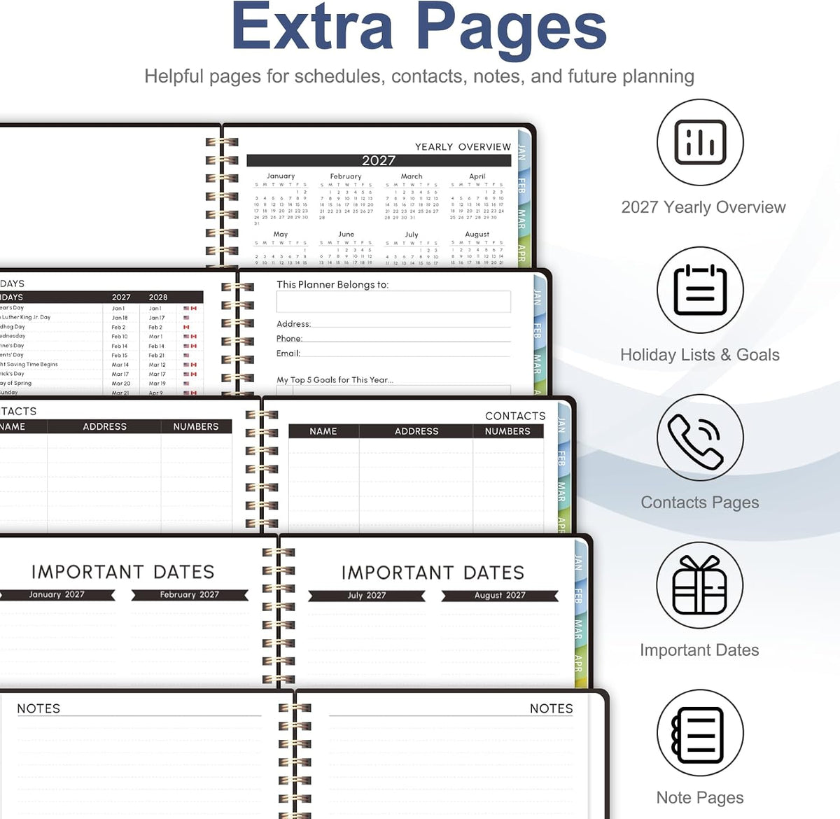 2027 Planner, Weekly and Monthly Calendar Planner Book