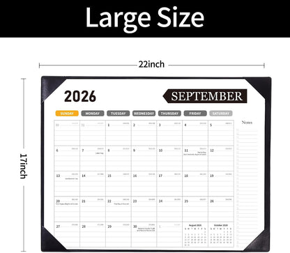 Desk Calendar 2026-2027, 22 x 17, Jun. 2026-Dec. 2027, PU Desk Pad