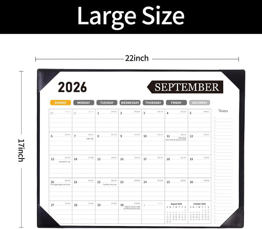 Desk Calendar 2026-2027, 22 x 17, Jun. 2026-Dec. 2027, PU Desk Pad