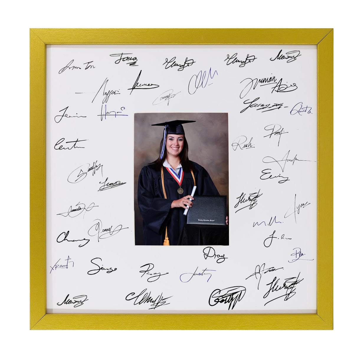 GarduationMall 11x14 Signature Picture Frame Holds 5x7 Photo with White Mat for Wedding Graduation | Wall or Tabletop Display