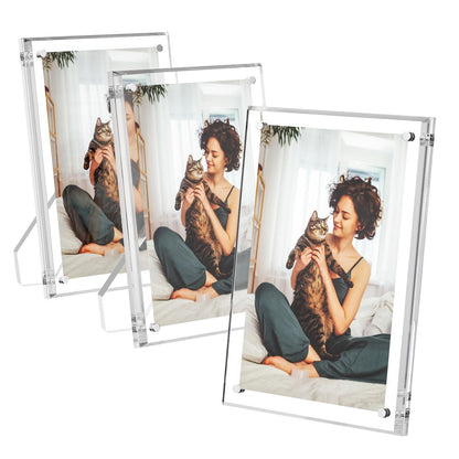 AITEE 5x7 Acrylic Picture Frame 3 Pack, Clear Lucite Frame with Stand