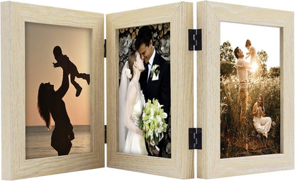 Golden State Art, 5x7 Triple Picture Frame Black- Real Glass, 1 Pack