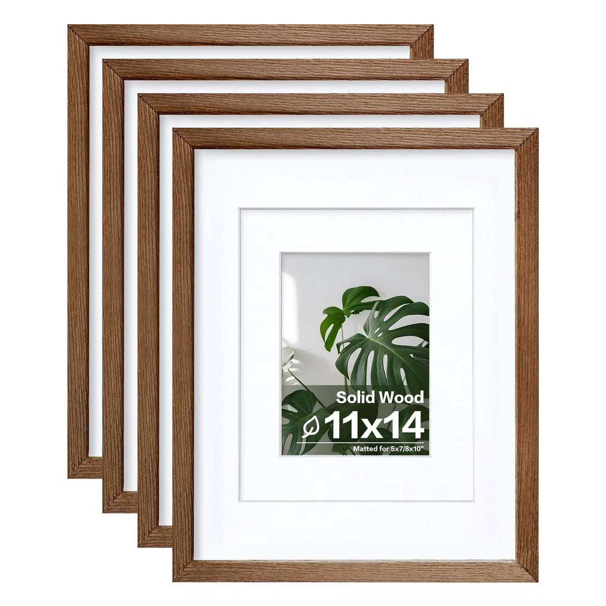 Egofine 8x10 Picture Frames Set of 4, Made of Solid Wood Covered by Plexiglass 4x6 and 5x7 with Mat or 8x10 without Mat, for Table Top Display and Wall Mounting Photo Frame Black