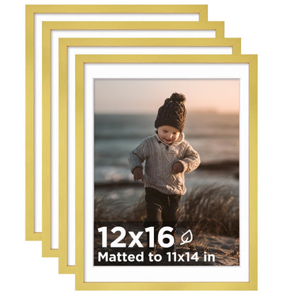 KINLINK 5x7 Picture Frames, Mix Color Photo Frames with Plexiglass for Picture 4x6 with Mat or 5x7 without Mat, Composite Wood Picture Frames for Table Top and Wall Mounting, Set of 4