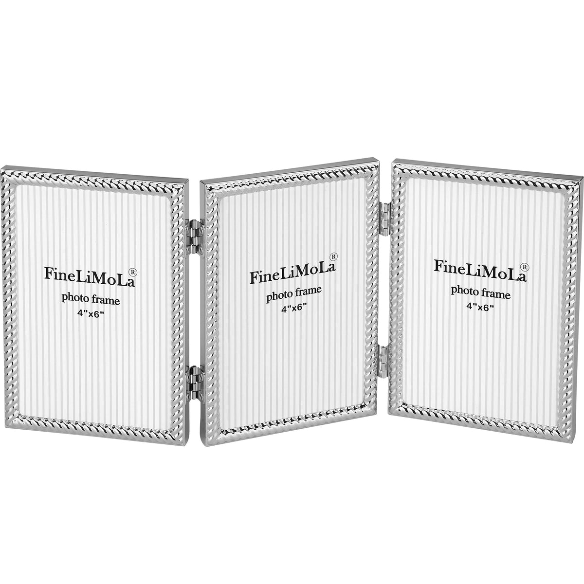5x7'' Silver Rope Design Metal Picture Frames with Hi Quality Velvet Backing and Real Glass Front,Silver Photo Frame 7x5'' for Desktop Display Or Wall Hanging