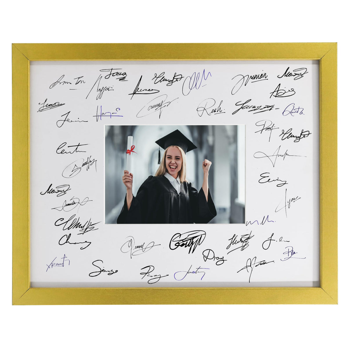 GarduationMall 11x14 Signature Picture Frame Holds 5x7 Photo with White Mat for Wedding Graduation | Wall or Tabletop Display