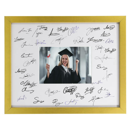 GarduationMall 11x14 Signature Picture Frame Holds 5x7 Photo with White Mat for Wedding Graduation | Wall or Tabletop Display